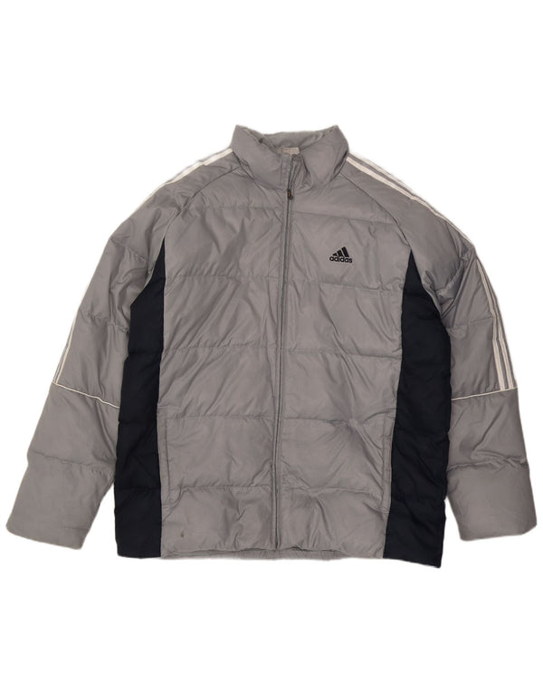Adidas Mens Three Stripes Padded Jacket UK 40 Large Grey Colourblock