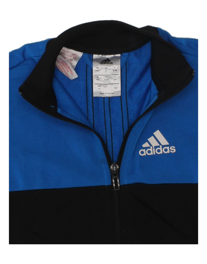 ADIDAS Boys Graphic Tracksuit Top Jacket 3-4 Years Blue Colourblock | Vintage Adidas | Thrift | Second-Hand Adidas | Used Clothing | Messina Hembry 