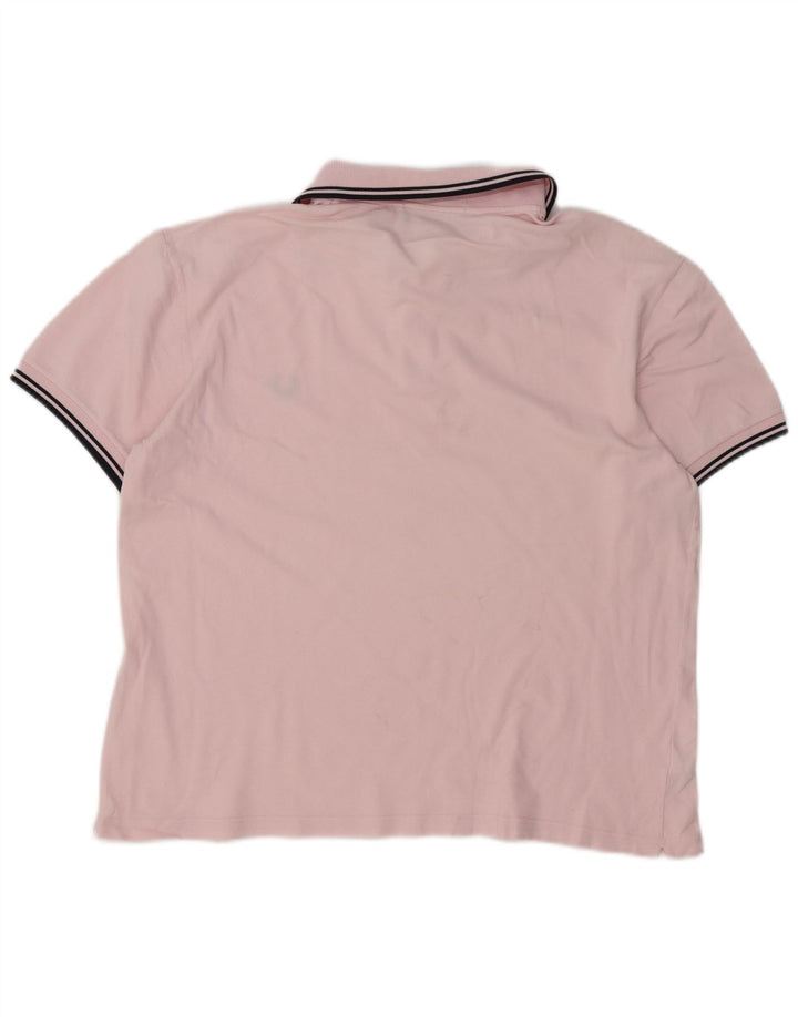 Fred Perry Mens Polo Shirt Large Pink Striped Cotton