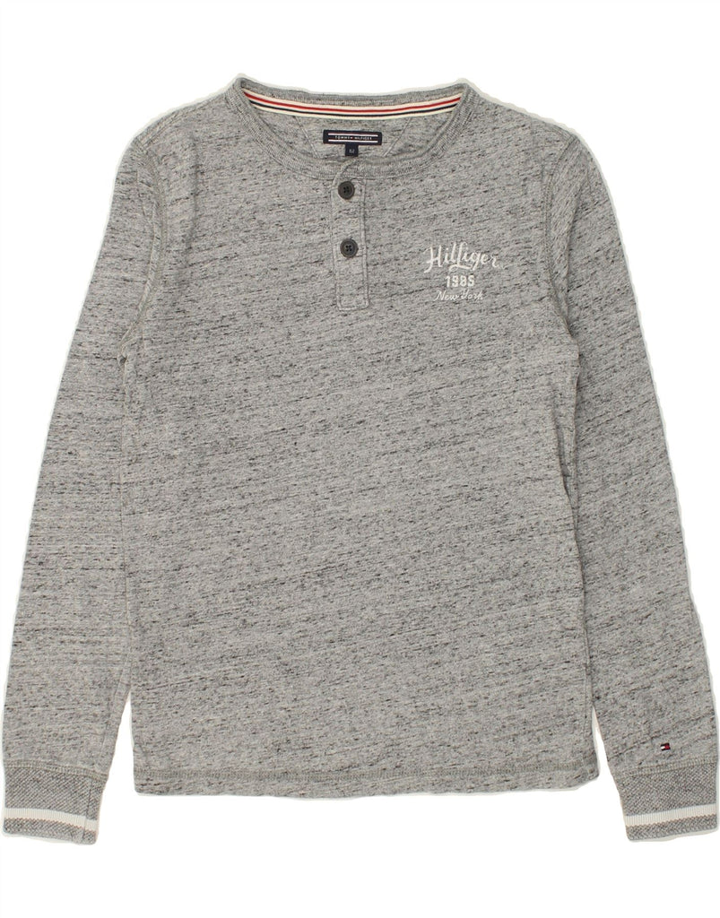 TOMMY HILFIGER Boys Top Long Sleeve 11-12 Years Grey Flecked Cotton | Vintage Tommy Hilfiger | Thrift | Second-Hand Tommy Hilfiger | Used Clothing | Messina Hembry 