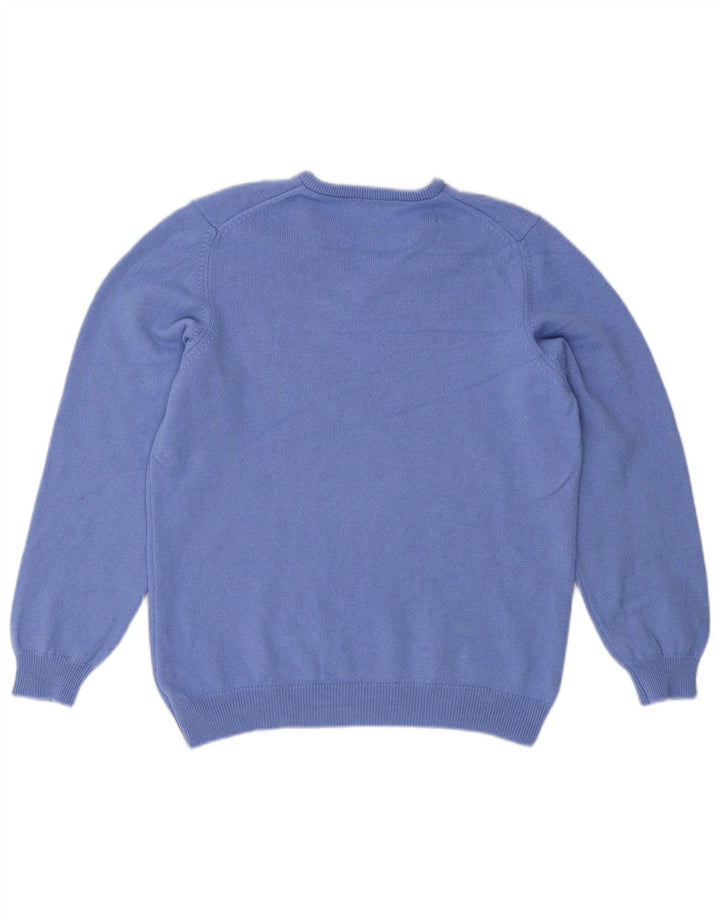 LYLE & SCOTT Womens Golf V-Neck Jumper Sweater UK 16 Large Blue Wool