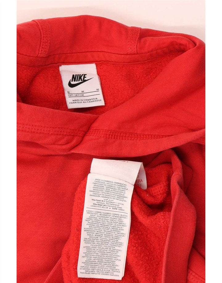 Nike Boys Graphic Hoodie Jumper 10-11 Years Medium Red Cotton