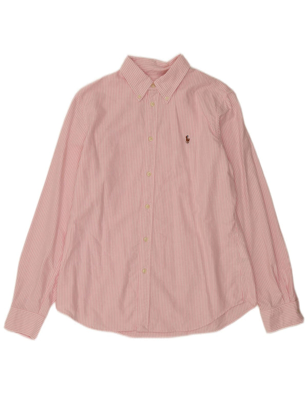 Ralph Lauren Mens Custom Fit Shirt Large Pink Pinstripe Cotton