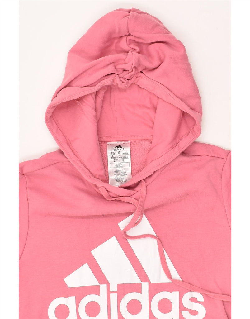 ADIDAS Womens Graphic Hoodie Jumper UK 4/6 XS Pink Cotton | Vintage Adidas | Thrift | Second-Hand Adidas | Used Clothing | Messina Hembry 