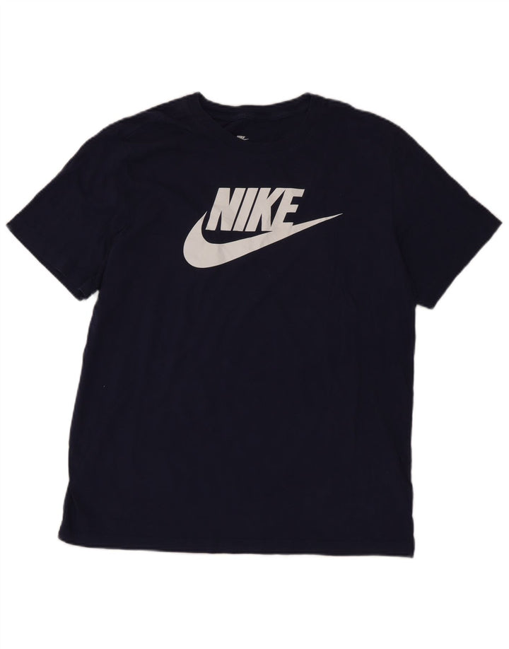 Nike Mens Graphic T-Shirt Top Large Navy Blue Cotton