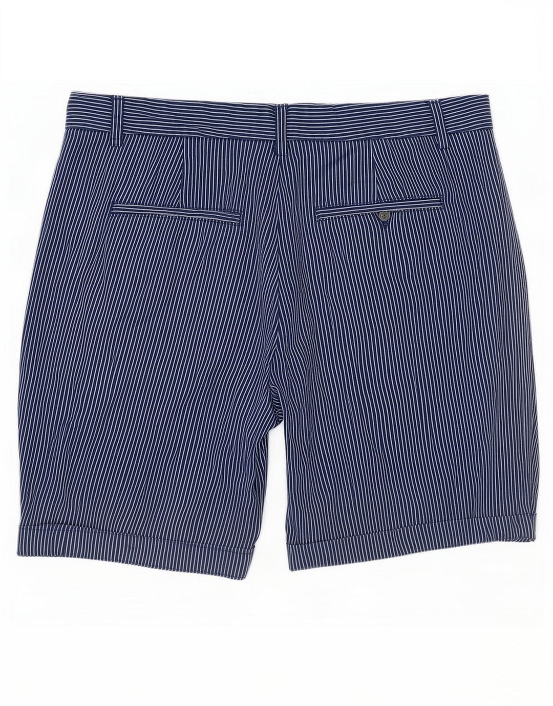Marks & Spencer Womens Chino Shorts UK 12 Medium W30 Navy Blue Pinstripe