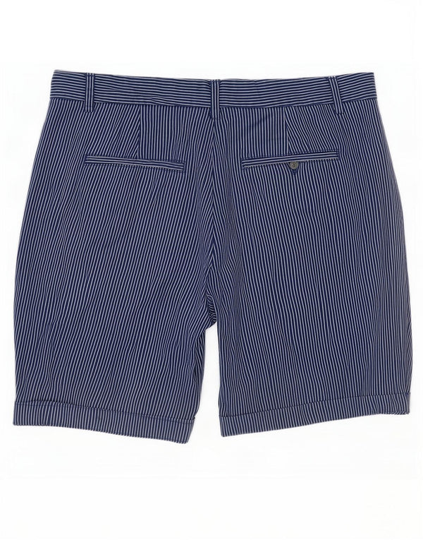Marks & Spencer Womens Chino Shorts UK 12 Medium W30 Navy Blue Pinstripe