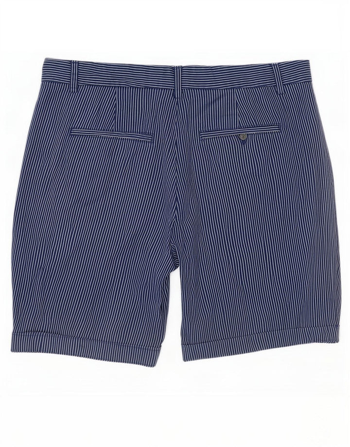 Marks & Spencer Womens Chino Shorts UK 12 Medium W30 Navy Blue Pinstripe