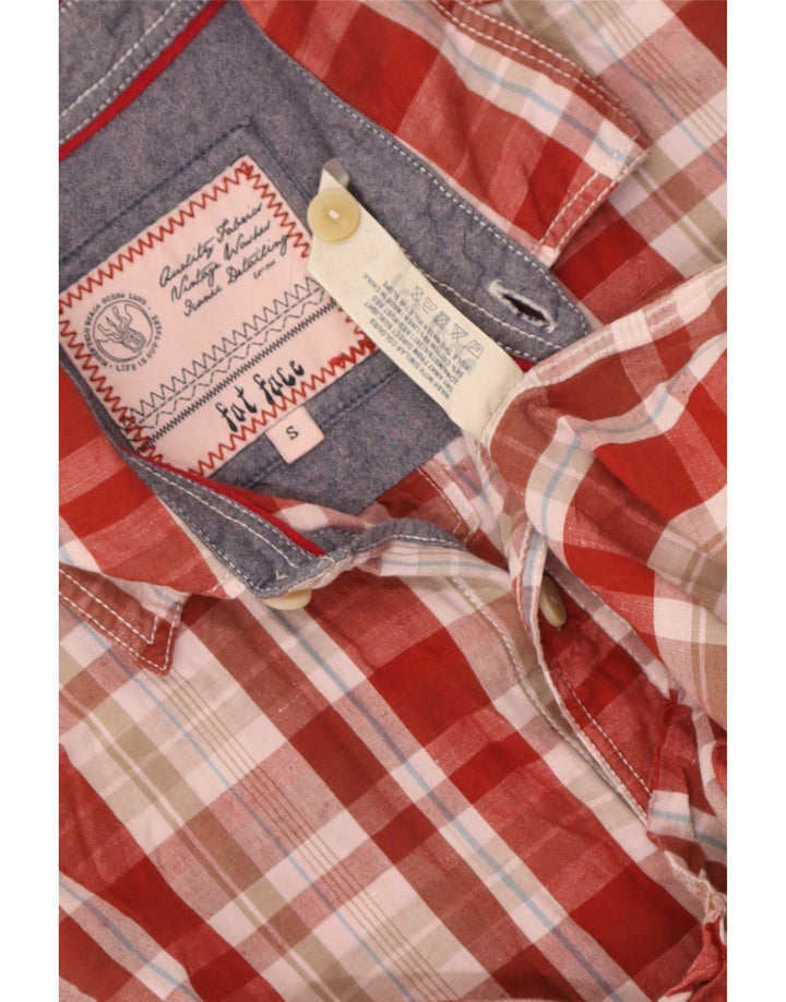 Fat Face Mens Short Sleeve Shirt Small Red Check Cotton