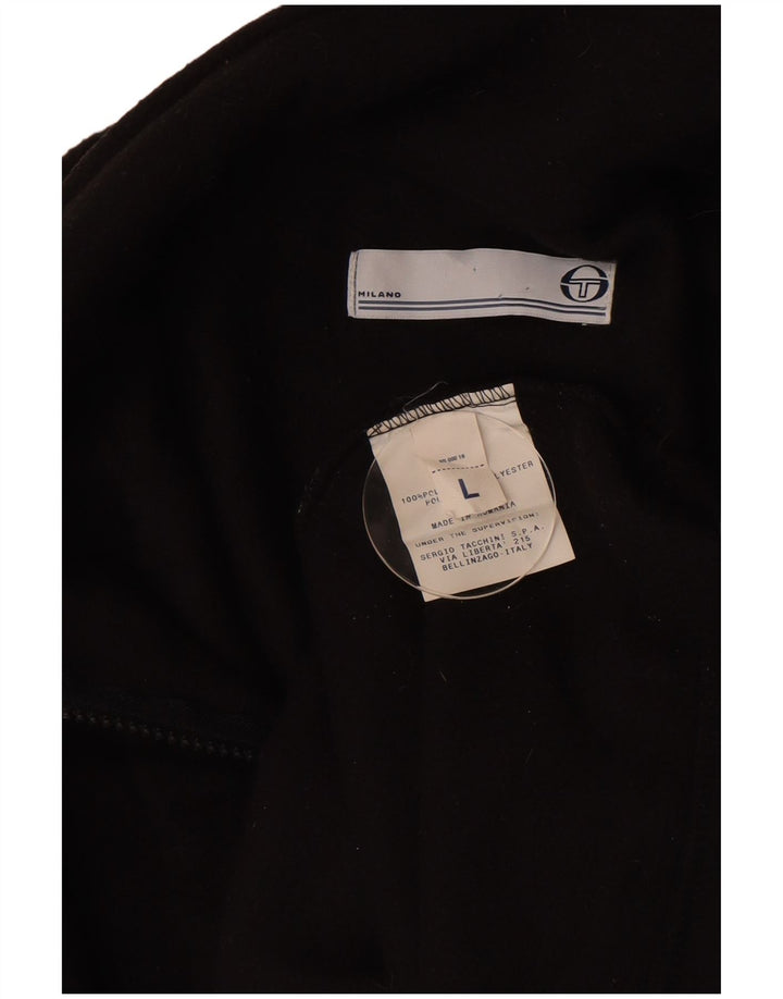 Sergio Tacchini Mens Zip Neck Fleece Jumper Large Black Polyester