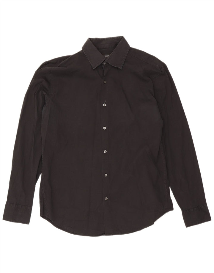 Hugo Boss Mens Slim Fit Shirt Size 41 16 Large Black