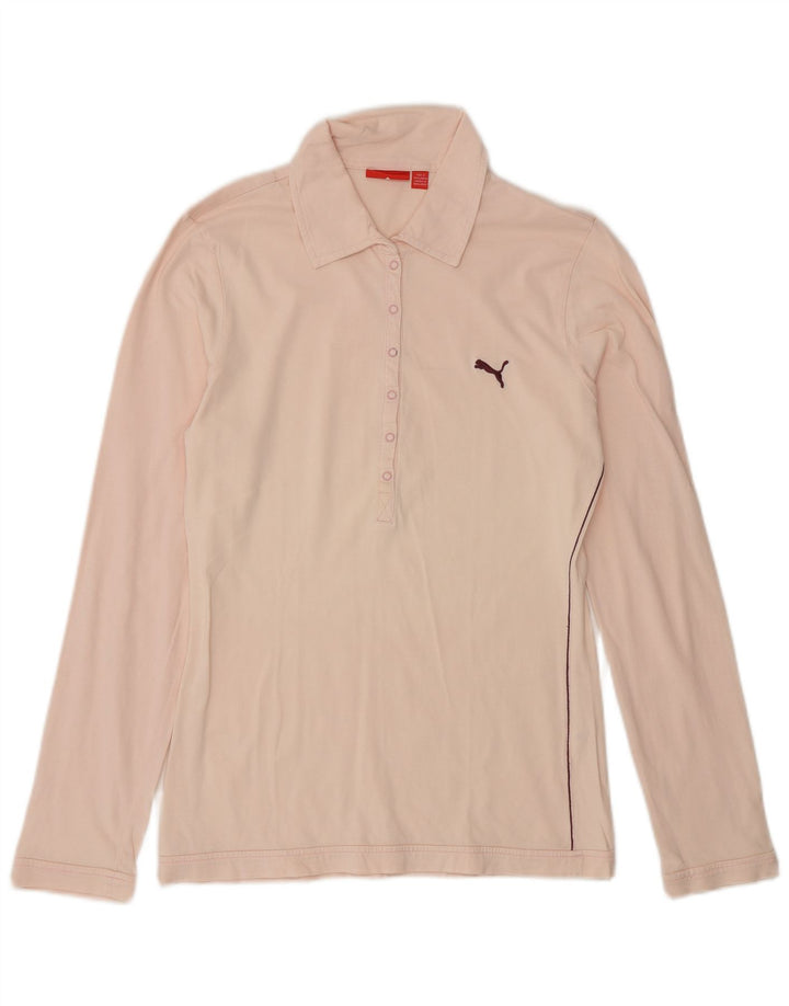 Puma Womens Long Sleeve Polo Shirt UK 14 Medium Pink