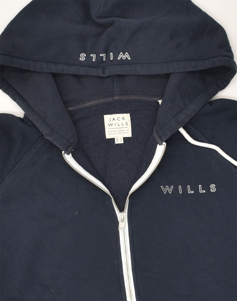 JACK WILLS Womens Loose Fit Zip Hoodie Sweater UK 12 Medium Navy Blue | Vintage Jack Wills | Thrift | Second-Hand Jack Wills | Used Clothing | Messina Hembry 