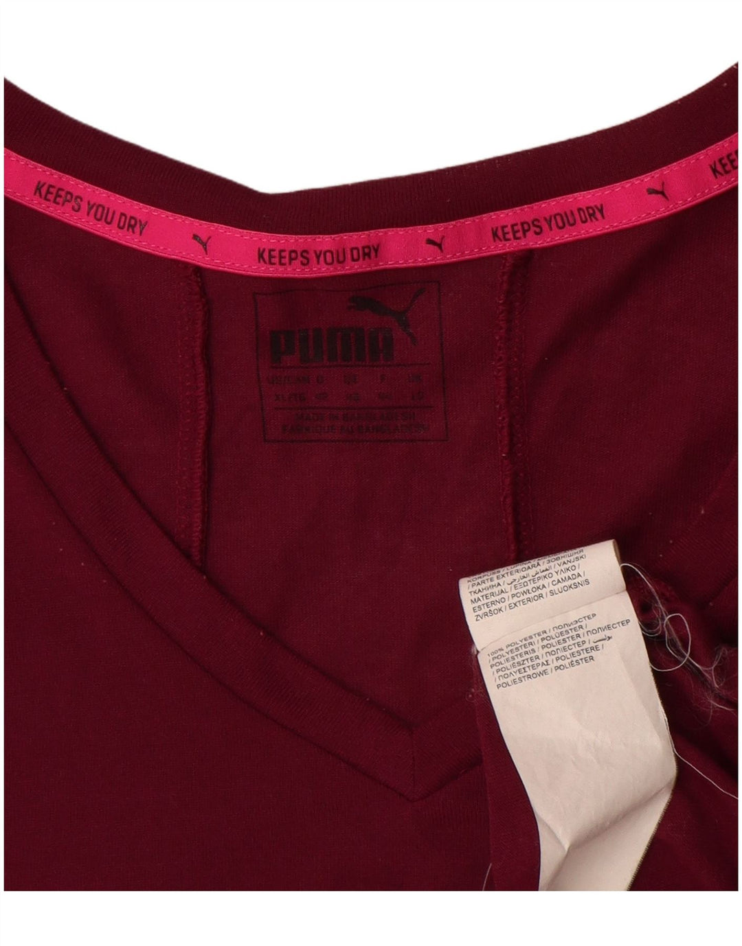 Puma Womens T-Shirt Top UK 16 Large Burgundy Polyester