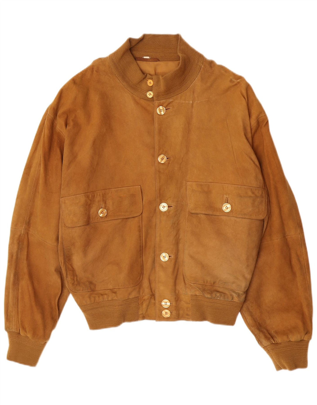 Vintage Mens Suede Bomber Jacket IT 48 Medium Brown Leather