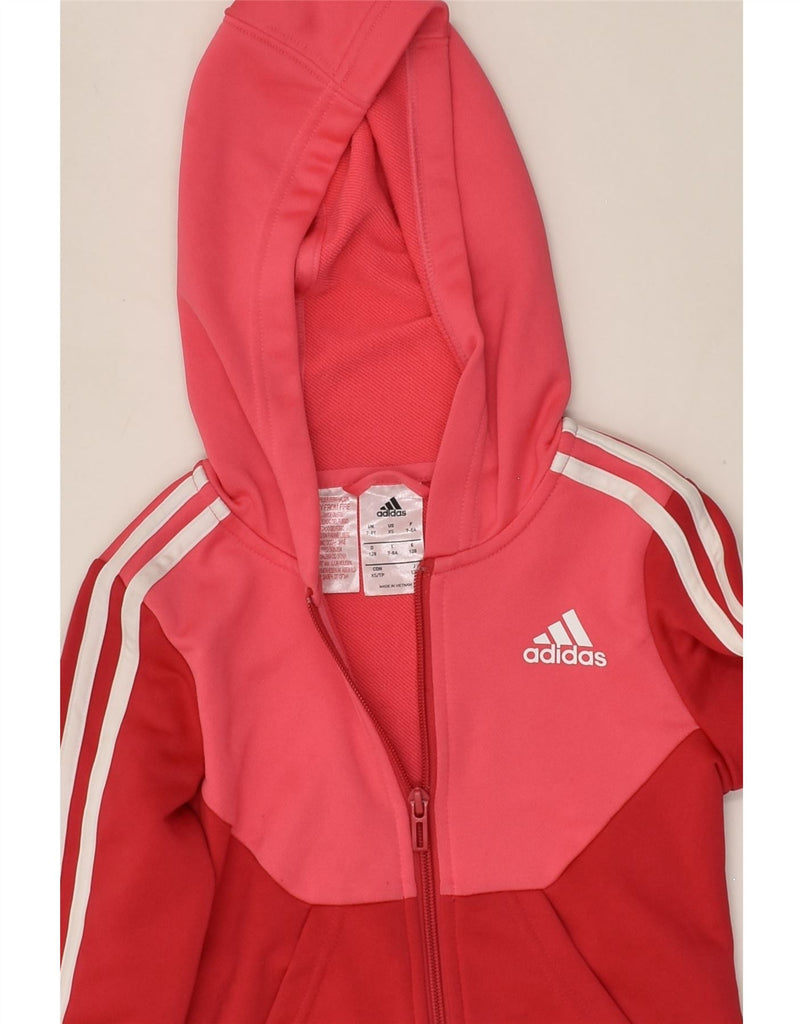 ADIDAS Girls Zip Hoodie Sweater 7-8 Years Red Polyester | Vintage Adidas | Thrift | Second-Hand Adidas | Used Clothing | Messina Hembry 