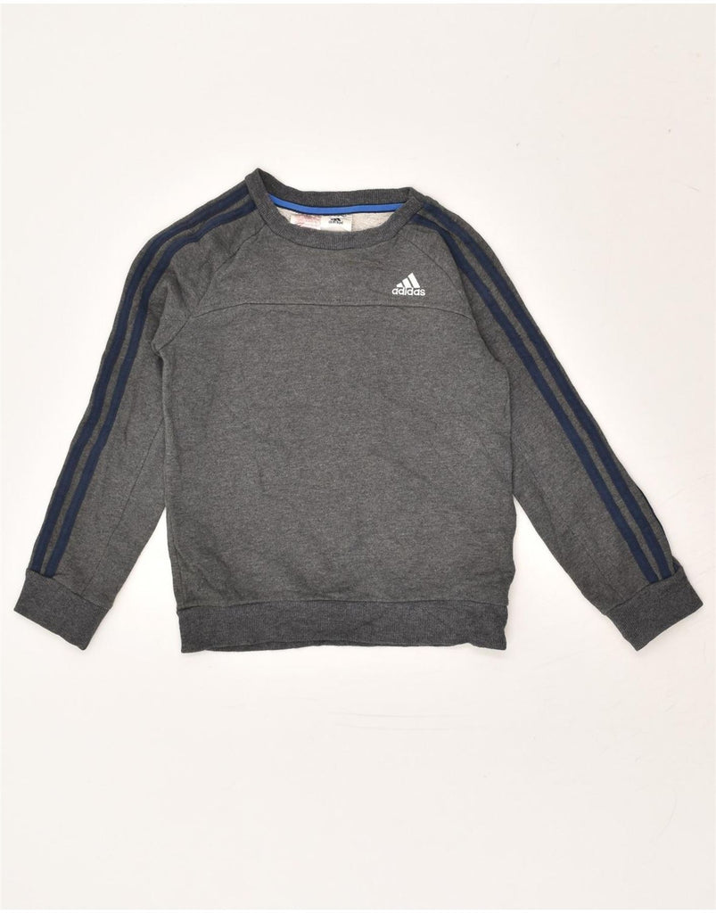 ADIDAS Boys Sweatshirt Jumper 7-8 Years Grey Cotton | Vintage Adidas | Thrift | Second-Hand Adidas | Used Clothing | Messina Hembry 