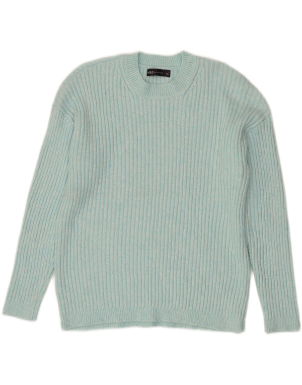 MARKS & SPENCER Womens Crew Neck Jumper Sweater UK 16 Large Blue Polyester