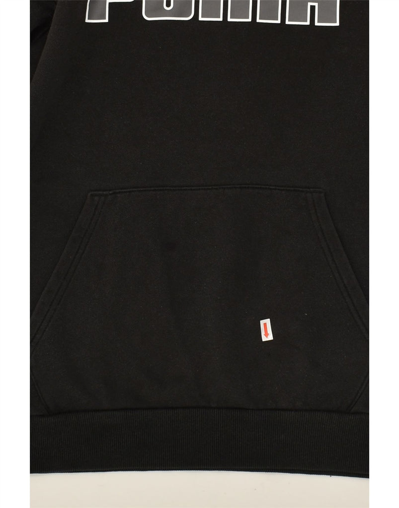 PUMA Mens Graphic Hoodie Jumper Medium Black Cotton | Vintage Puma | Thrift | Second-Hand Puma | Used Clothing | Messina Hembry 