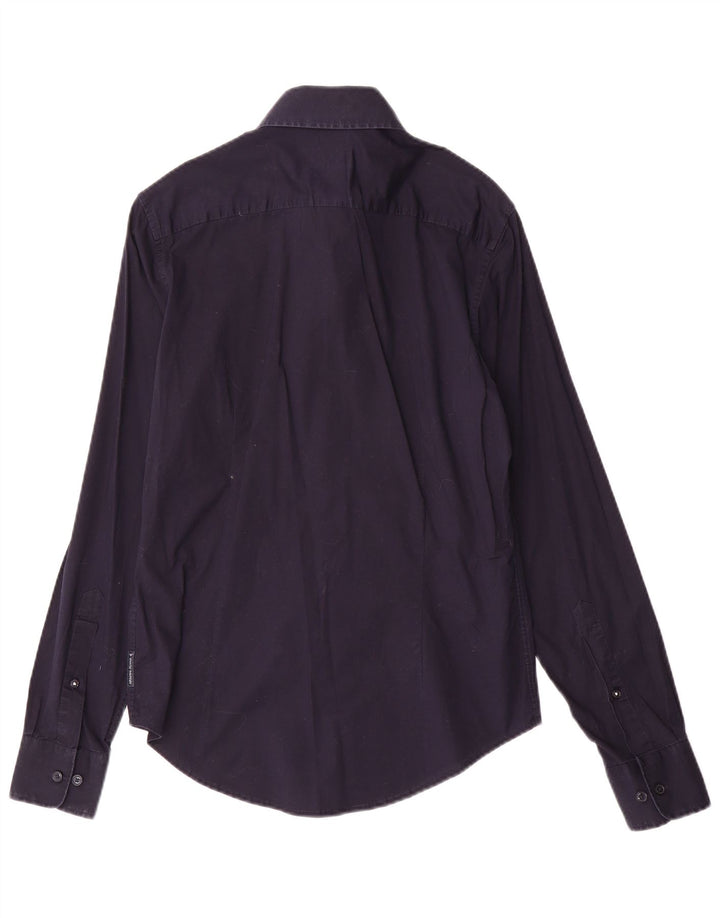 Armani Jeans Mens Custom Fit Shirt Small Navy Blue Cotton