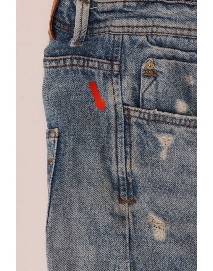 Zara Mens Distressed Denim Shorts EU 42 Large W32 Blue