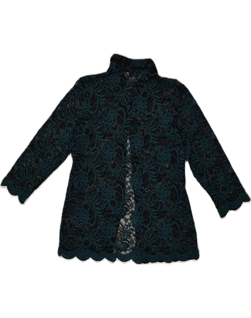 PER UNA Womens Lace See Through Cardigan Top UK 8 Small Navy Blue Floral | Vintage Per Una | Thrift | Second-Hand Per Una | Used Clothing | Messina Hembry 