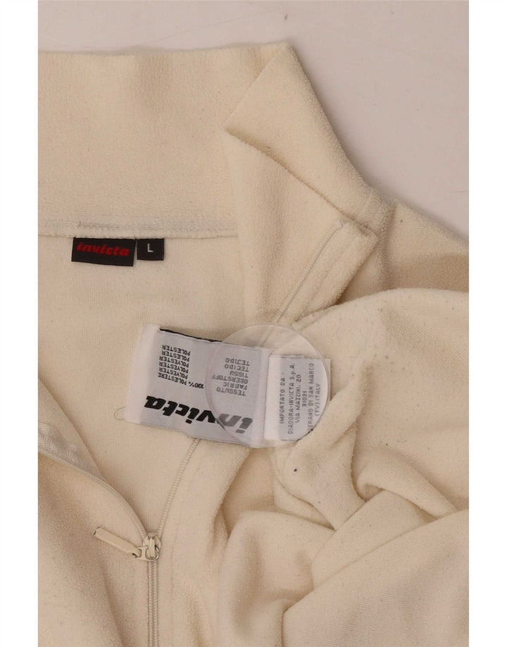 Invicta Mens Zip Neck Fleece Jumper Large Off White Polyester