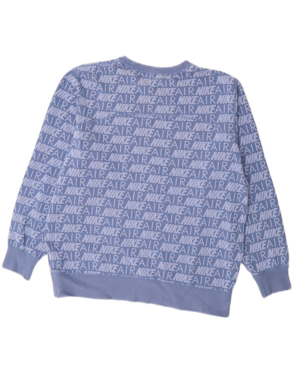 NIKE Womens Graphic Oversized Sweatshirt Jumper UK 14 Medium Blue Cotton