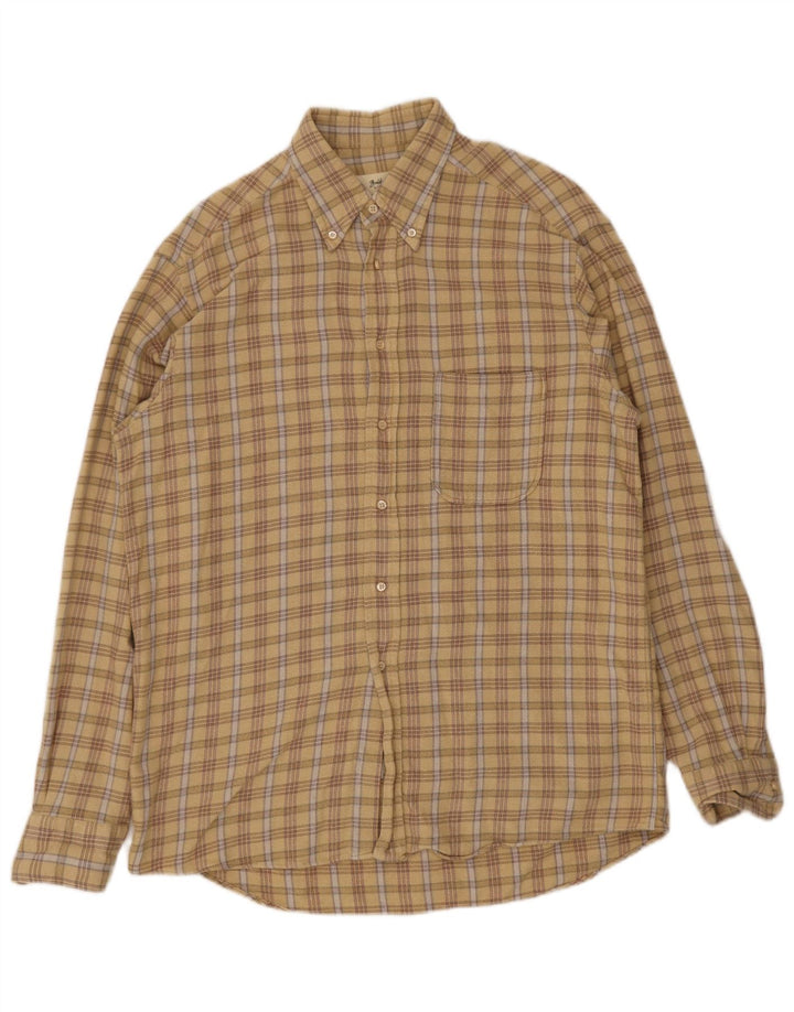 Hugo Boss Mens Flannel Shirt Size 41 Large Beige Check
