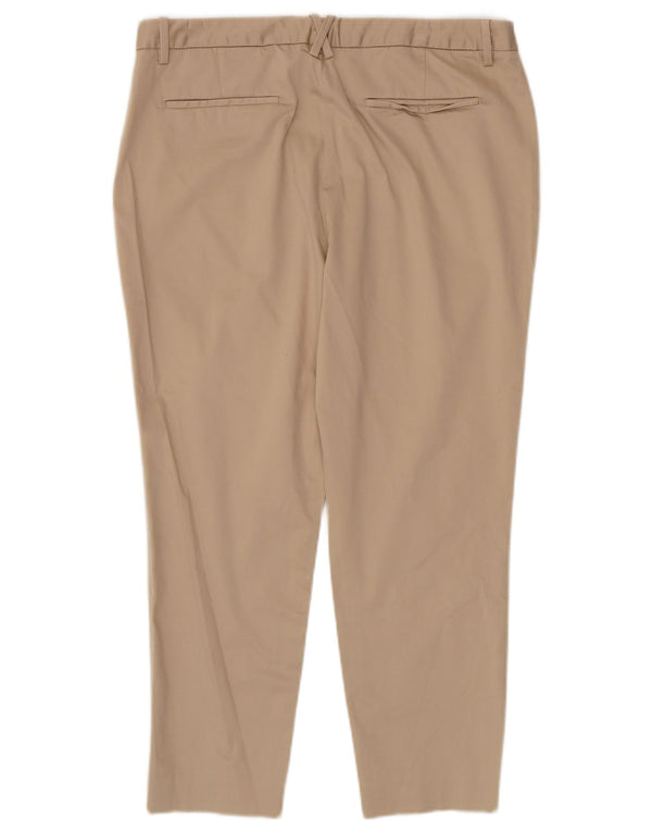 Massimo Dutti Womens Tapered Cropped Trousers EU 44 XL W34 L25 Beige Cotton