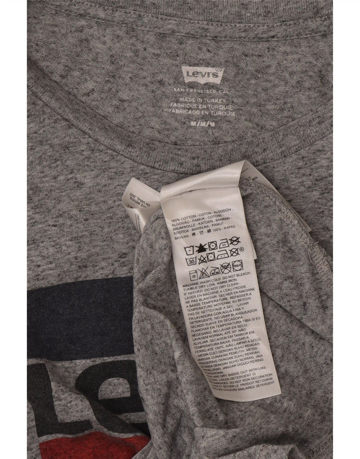 LEVI'S Womens Graphic T-Shirt Top UK 12 Medium Grey Flecked Cotton Vintage Levi's and Second-Hand Levi's from Messina Hembry 