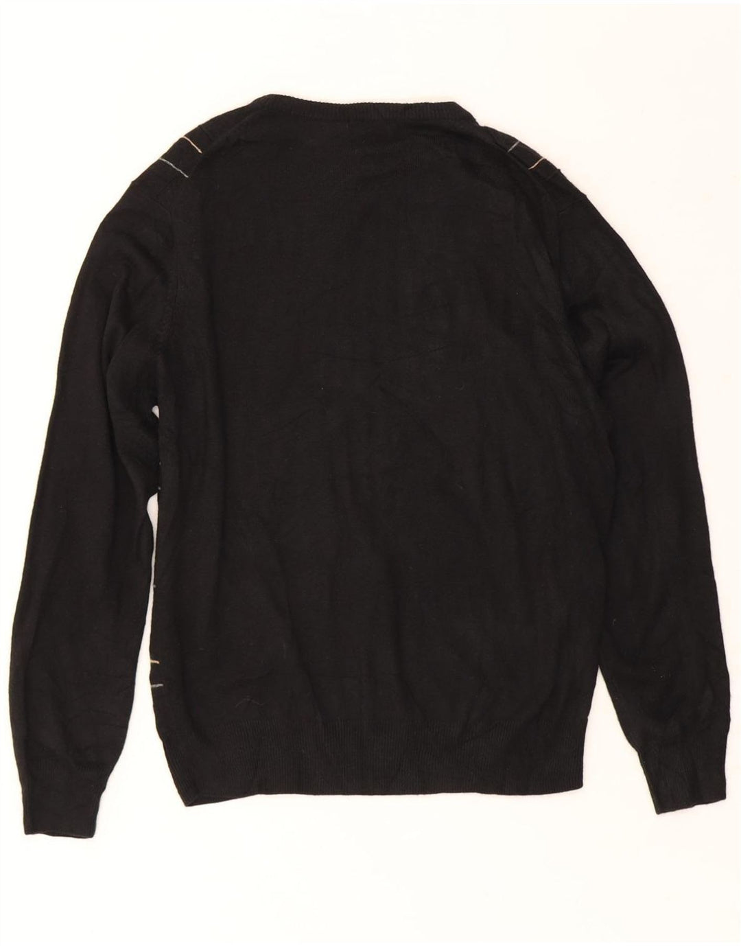 DOCKERS Mens Crew Neck Jumper Sweater Large Black Check Cotton Vintage Dockers and Second-Hand Dockers from Messina Hembry 