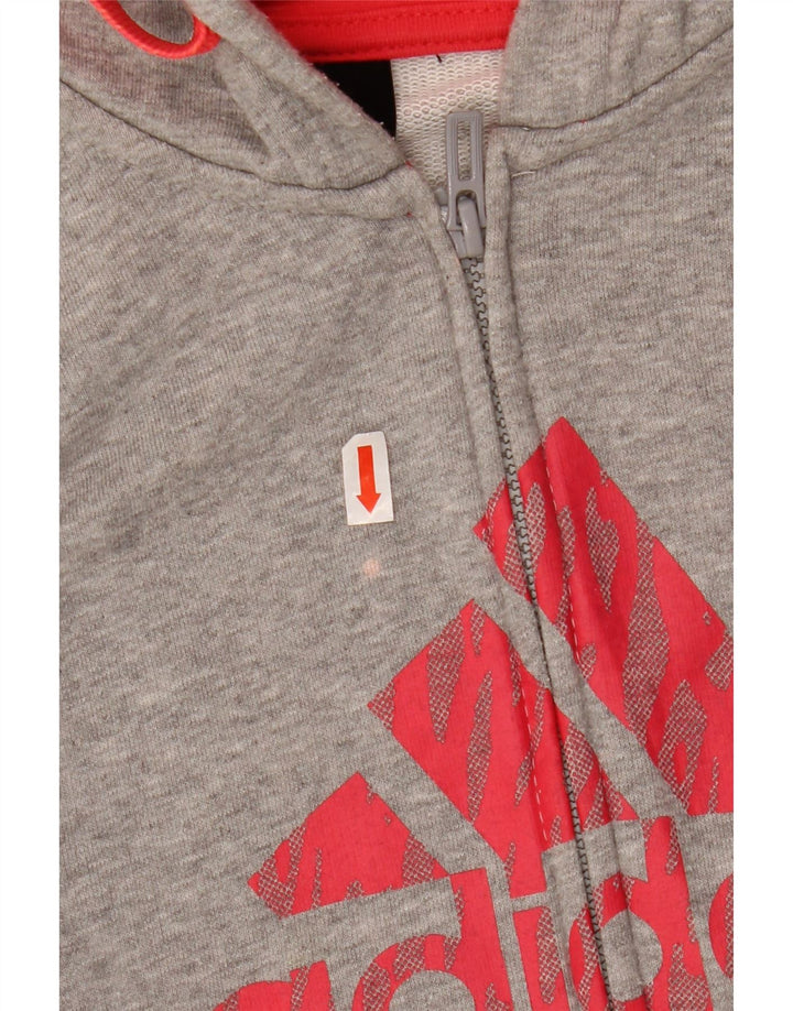 ADIDAS Womens Graphic Zip Hoodie Sweater UK 14 Medium Grey