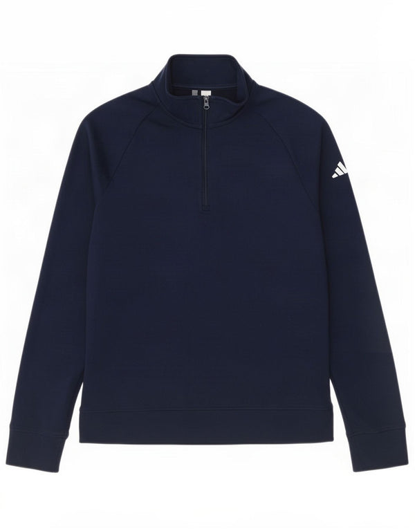 Adidas Boys Zip Neck Pullover Tracksuit Top 13-14 Years Navy Blue Cotton