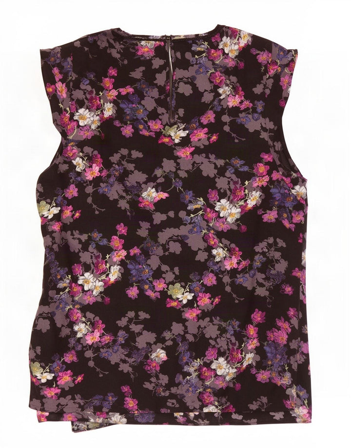 Oasis Womens Blouse Top UK 12 Medium Black Floral Polyester