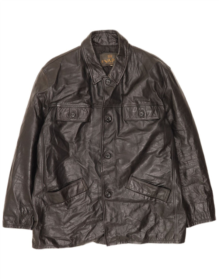 Vintage Mens Leather Jacket UK 44 2XL Black Leather