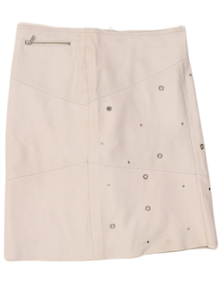 Vintage Womens Leather Skirt W36 XL White