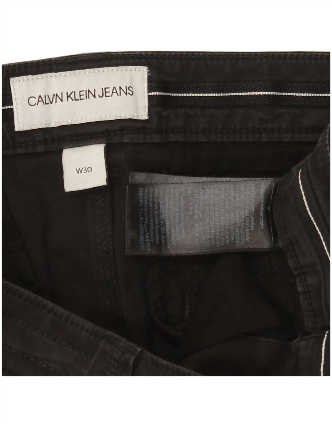 CALVIN KLEIN Mens Slim Cargo Trousers W30 L29 Black Cotton