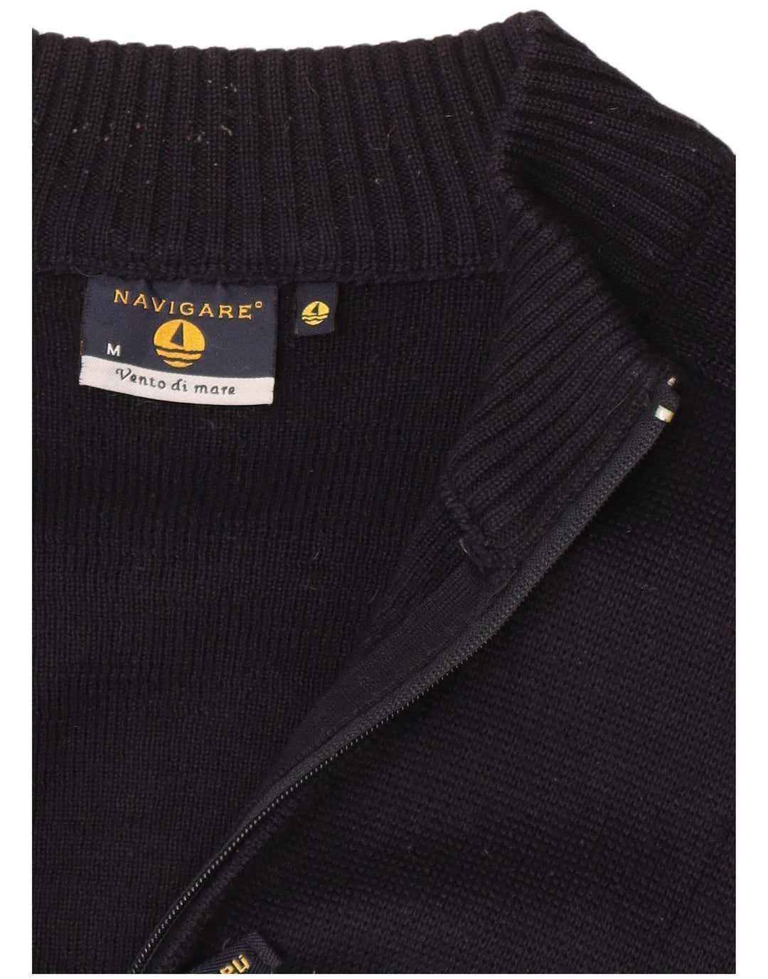 NAVIGARE Mens Cardigan Sweater Medium Navy Blue