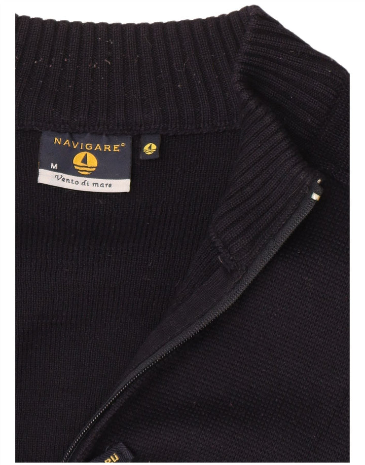NAVIGARE Mens Cardigan Sweater Medium Navy Blue