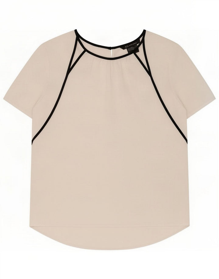 Armani Exchange Womens Blouse Top UK 14 Medium White Colourblock Polyester