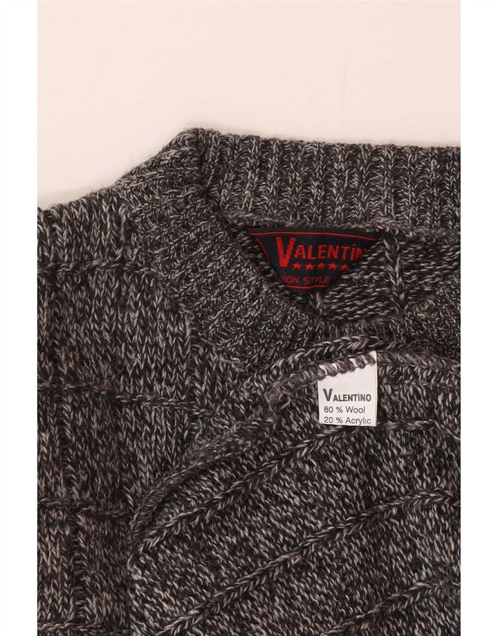 Valentino Mens Crew Neck Jumper Sweater Large Grey Wool