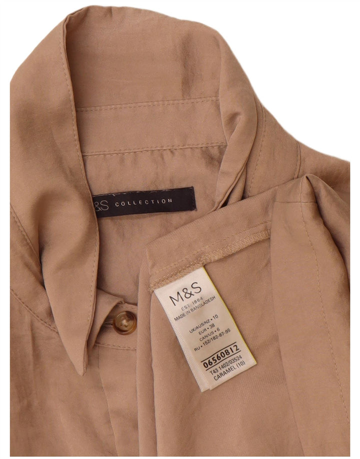 Marks & Spencer Womens Short Sleeve Shirt Blouse UK 10 Small Brown