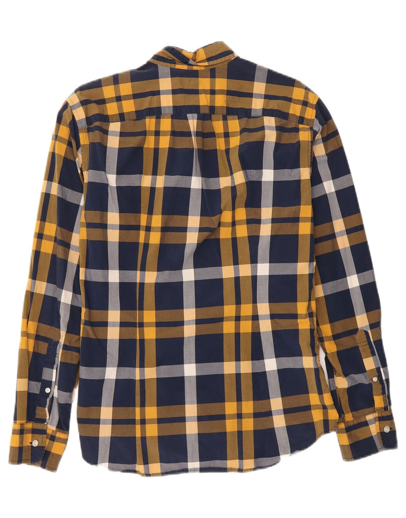 J. CREW Mens Tartan Slim Fit Shirt Medium Navy Blue Check Vintage J. Crew and Second-Hand J. Crew from Messina Hembry 