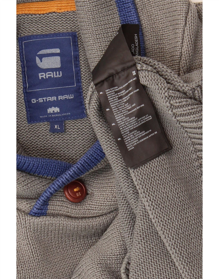 G-Star Mens Shawl Neck Jumper Sweater XL Grey Cotton