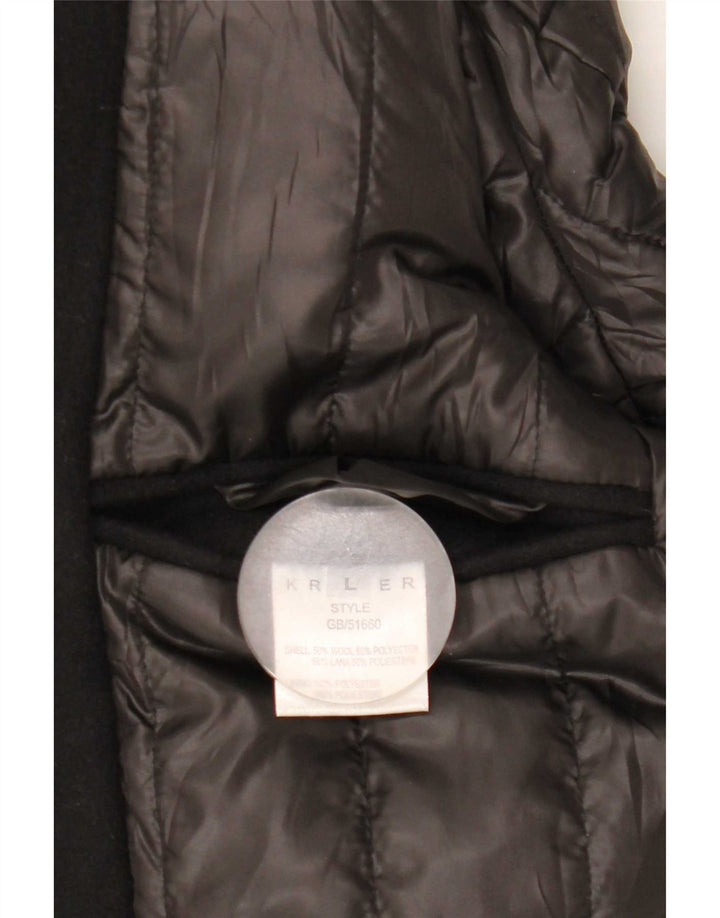 Kruder Mens Pea Coat UK 40 Large Black Wool