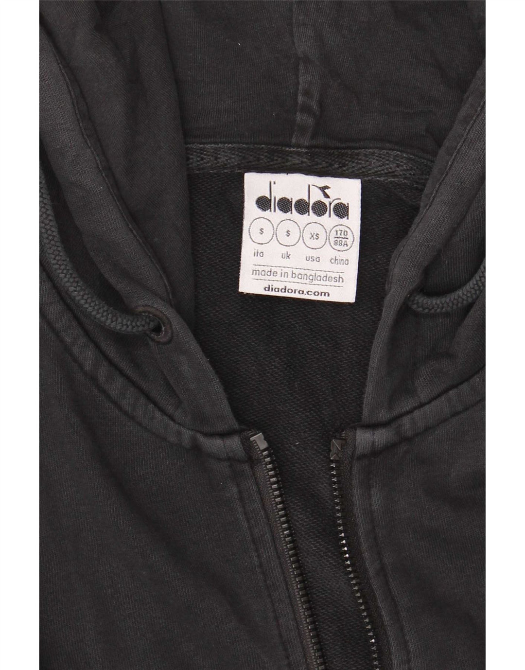 Diadora Mens Zip Hoodie Sweater Small Black