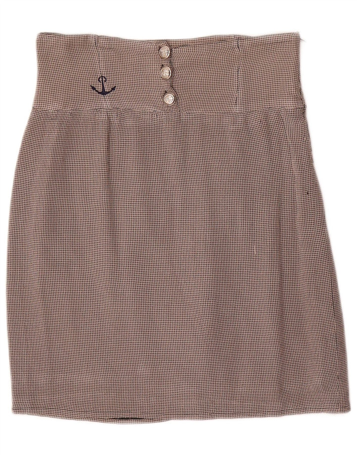 Blumarine Womens High Waist Mini Skirt IT 42 Medium W26 Beige Houndstooth