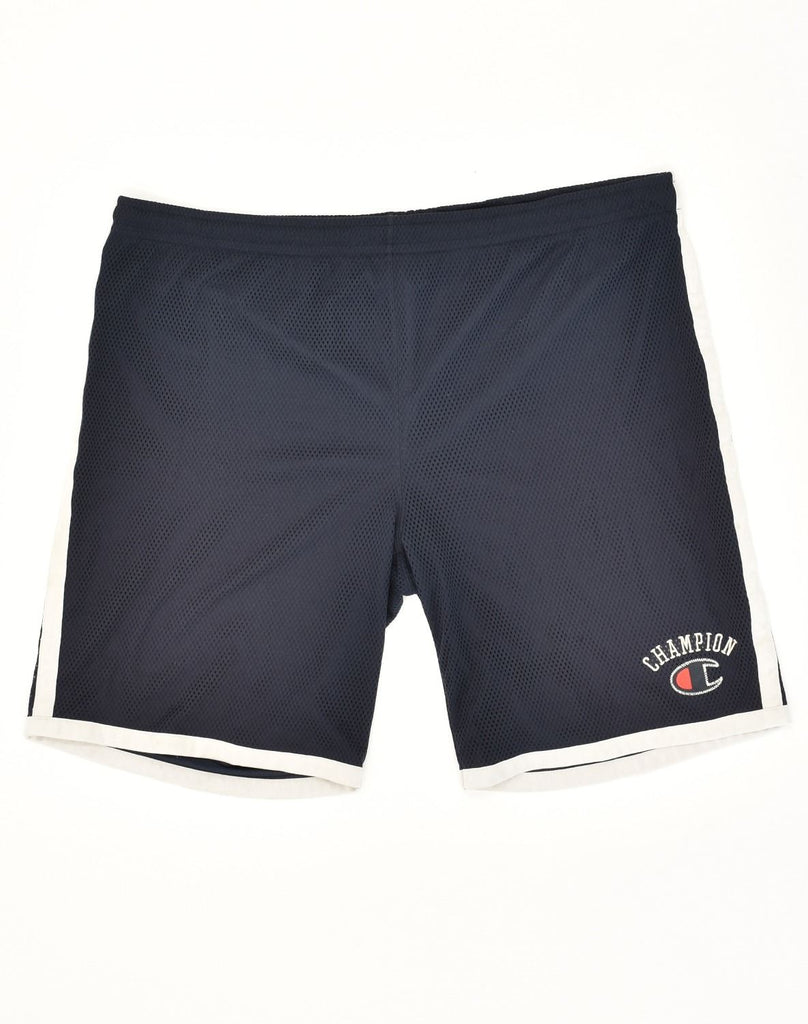 CHAMPION Mens Sport Shorts Large Navy Blue Polyester | Vintage Champion | Thrift | Second-Hand Champion | Used Clothing | Messina Hembry 