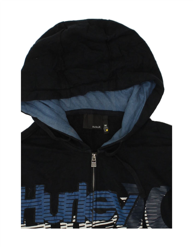 HURLEY Mens Graphic Zip Hoodie Sweater Medium Black Cotton | Vintage Hurley | Thrift | Second-Hand Hurley | Used Clothing | Messina Hembry 